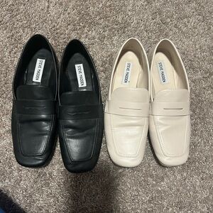 Steve Madden Black and Cream Women's Loafers